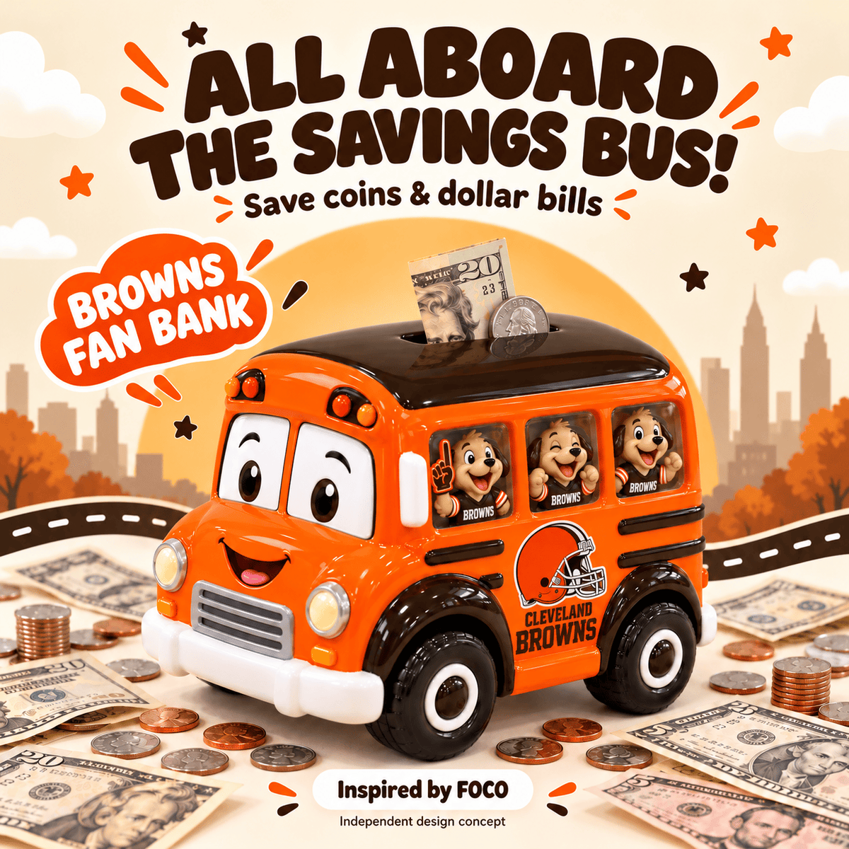 CLVB School Bus Piggy Bank DNBN
