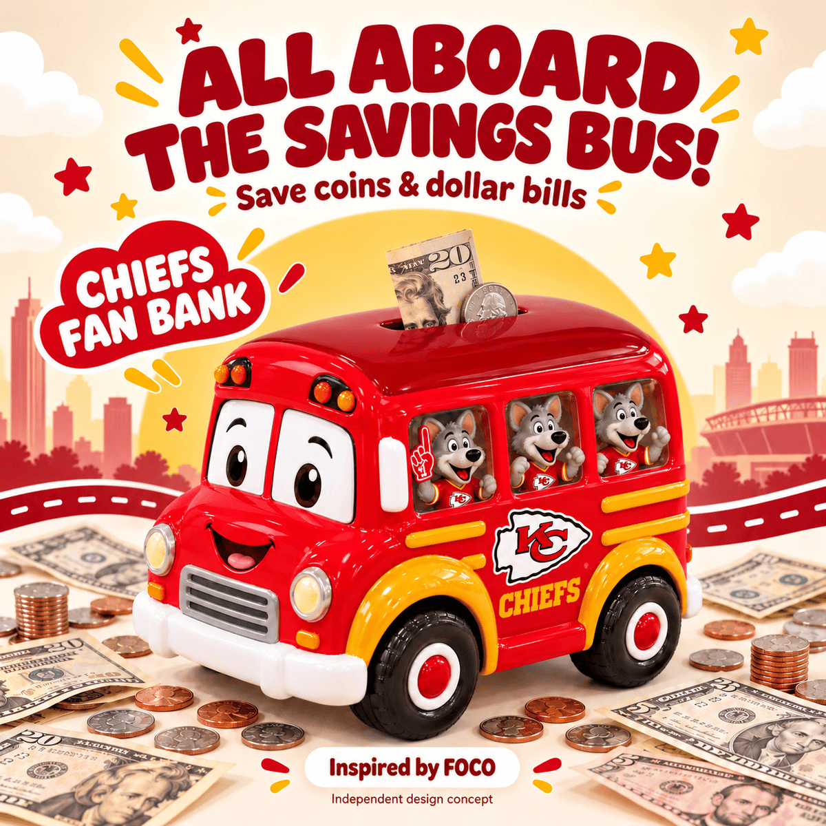 KCC School Bus Piggy Bank DNBN