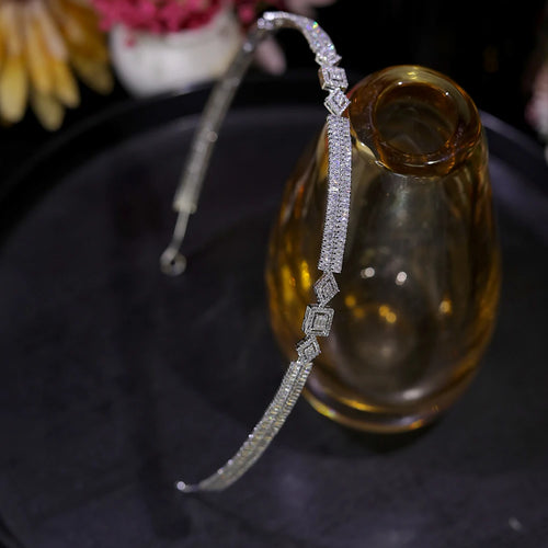 Cubic Zirconia Headbands For Women Wedding Hair Accessories Sweet 15 Prom Party Headpiece Bridal Tiara Crown For Quinceanera
