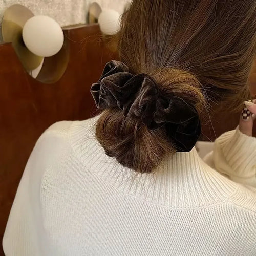 1-4PCS Women Hair Scrunchies Vintage Velvet Solid Color Hair Loop For Women Ponytail Holder Rubber Bands Hair Accessories