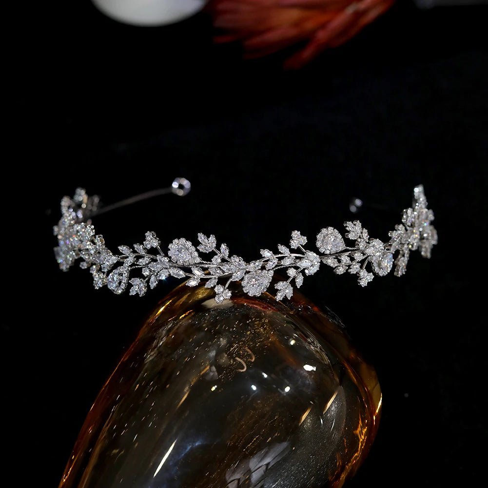 Fashion Vine Leaves Crystal Hair Band Bridal Tiaras Headband for Women Wedding Hair Accessories Party Headpiece Bridesmaid Gifts