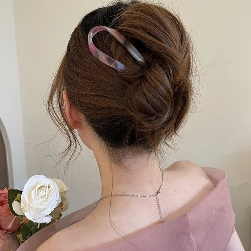 High-end Elegant Acetate Hair Sticks Women's U-shaped Hair Pin Ancient Chinese Style Updo Tool Barrette Elegant Hair Accessories
